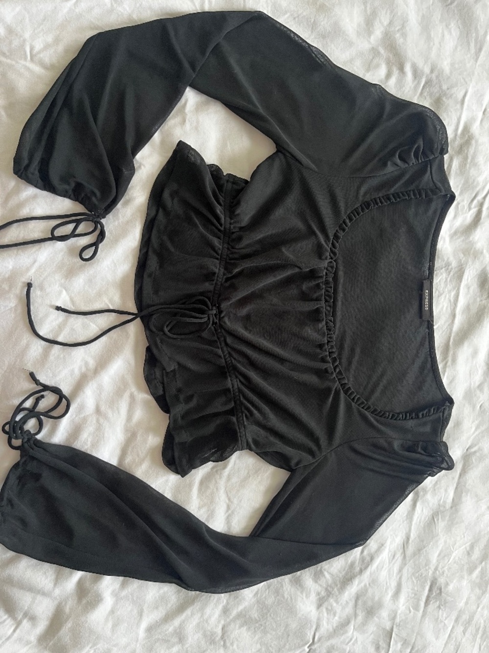 Black crop with sheer sleeves